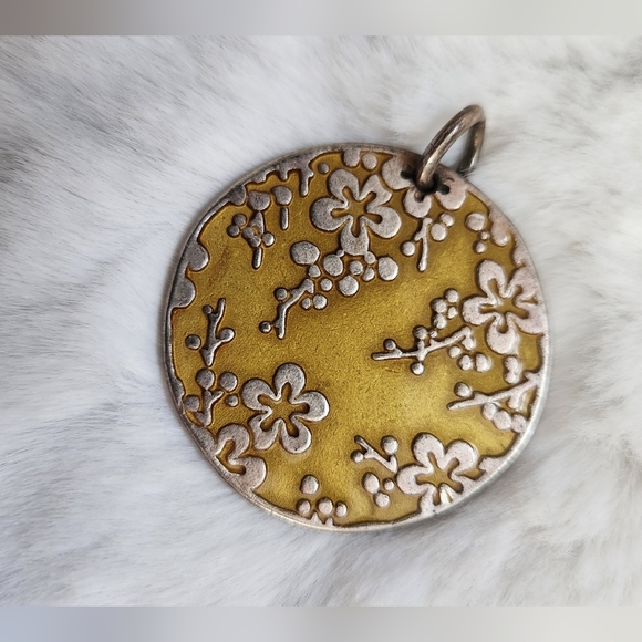 Vintage 2 Sided pendant in Teal and Yellow - Picture 2 of 5